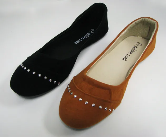 New Womens Ballet Flats Fashion Faux Suede Rhinestone Ballerina Shoes Sizes:5-11